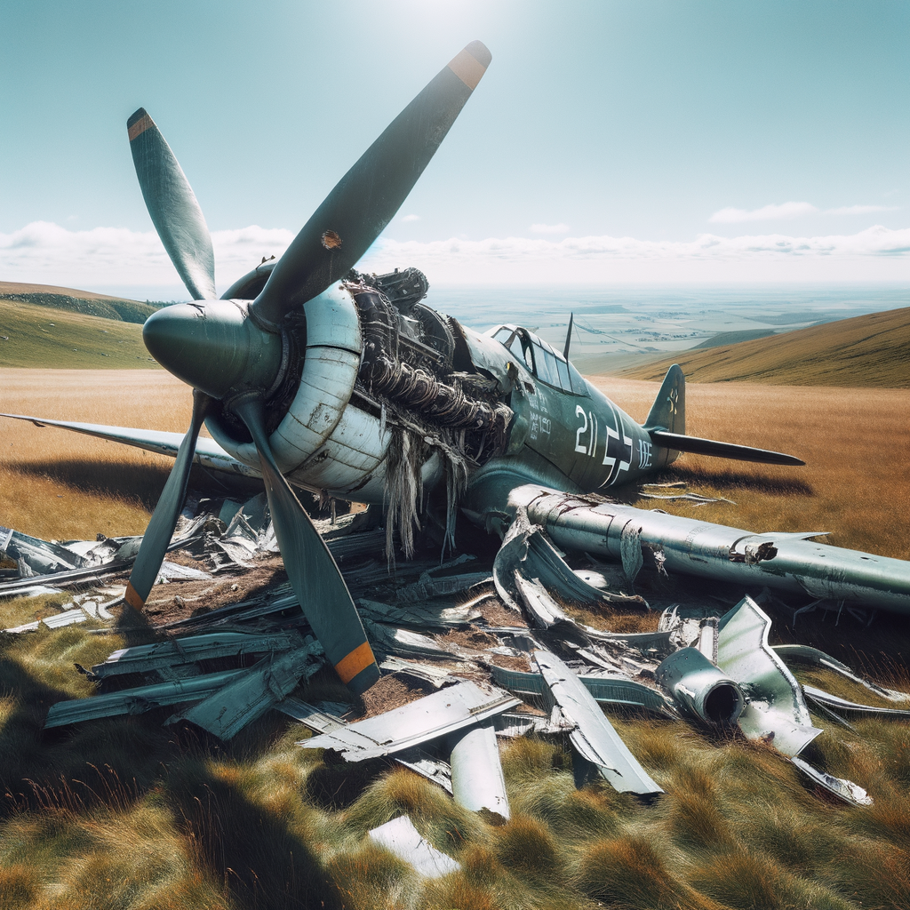 an ME-109 aircraft crashed in a field